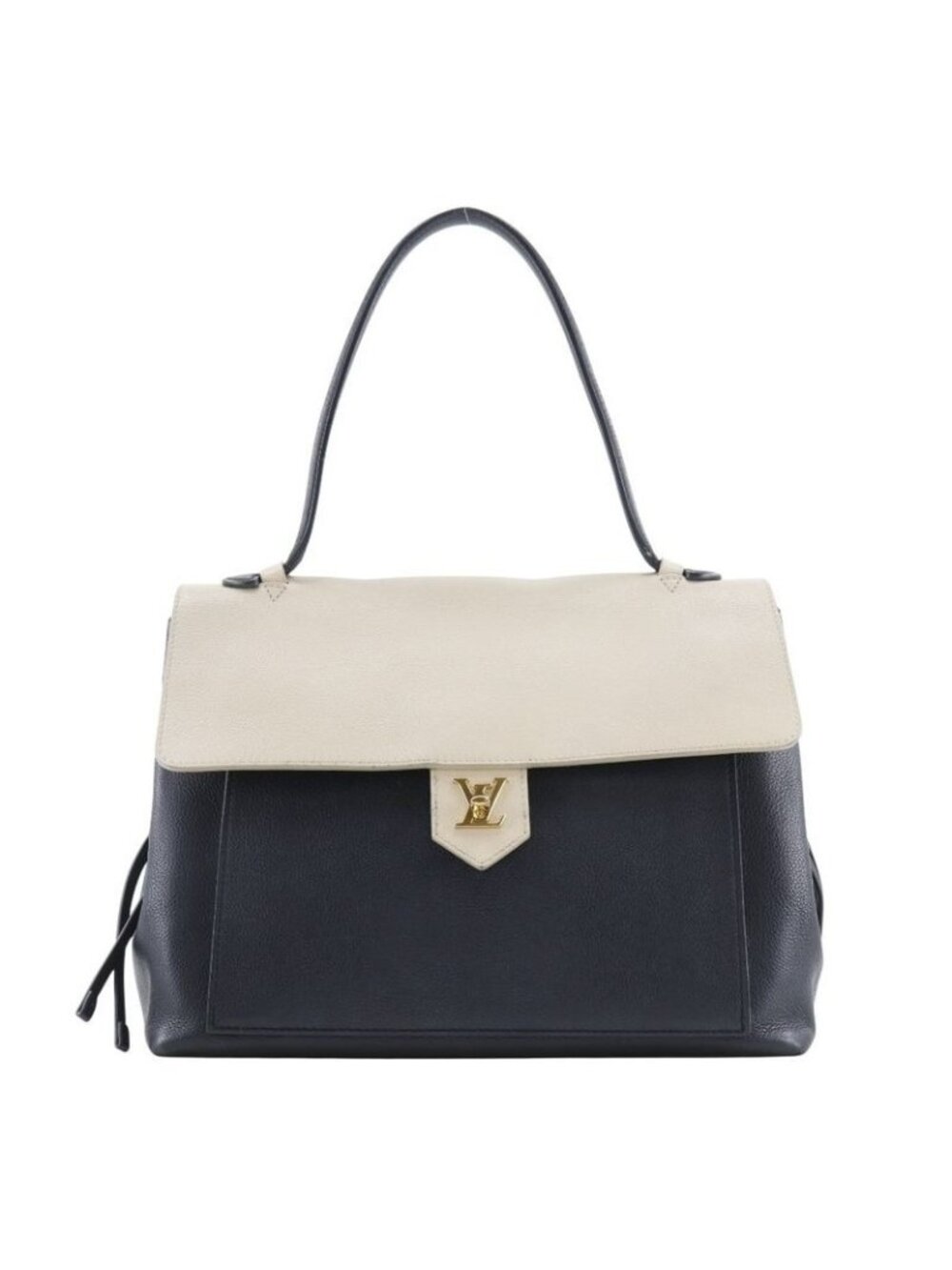 Louis Vuitton Lock Me MM Calf Black Beige Du0185 Tote Bag